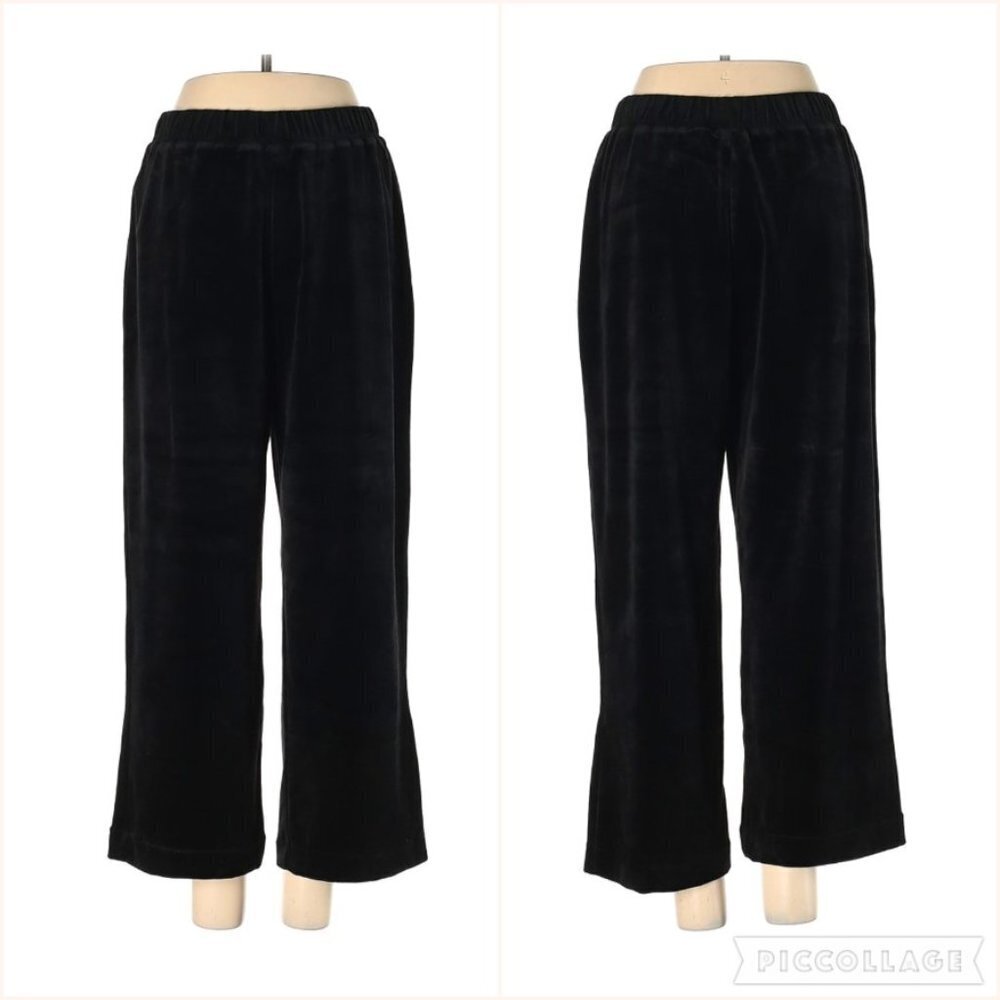 Spa by Chico's Velvet Velour Black Lounge Pants S
